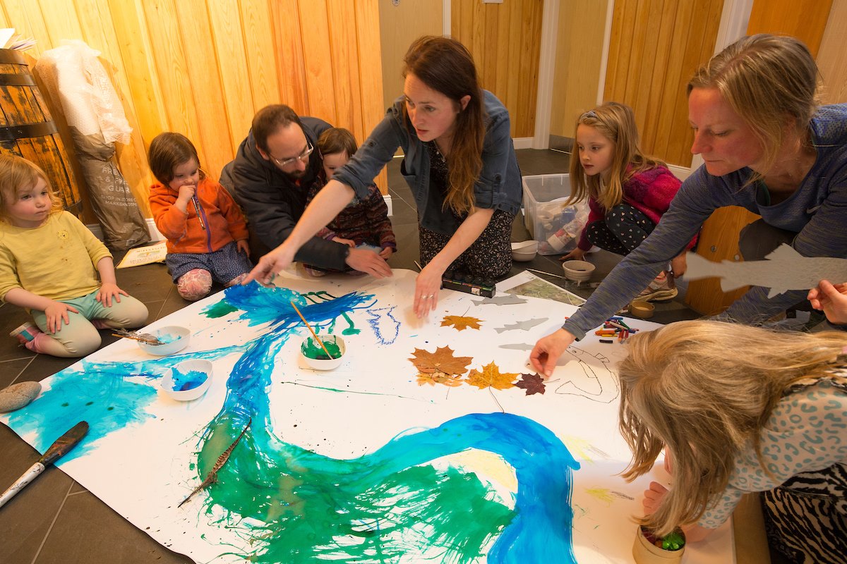 Community gathering on River Findhorn and at The Strathdearn in Tomatin, hosted by the Findhorn Watershed Initiative, to raise awareness around Atlantic salmon and their habitat.