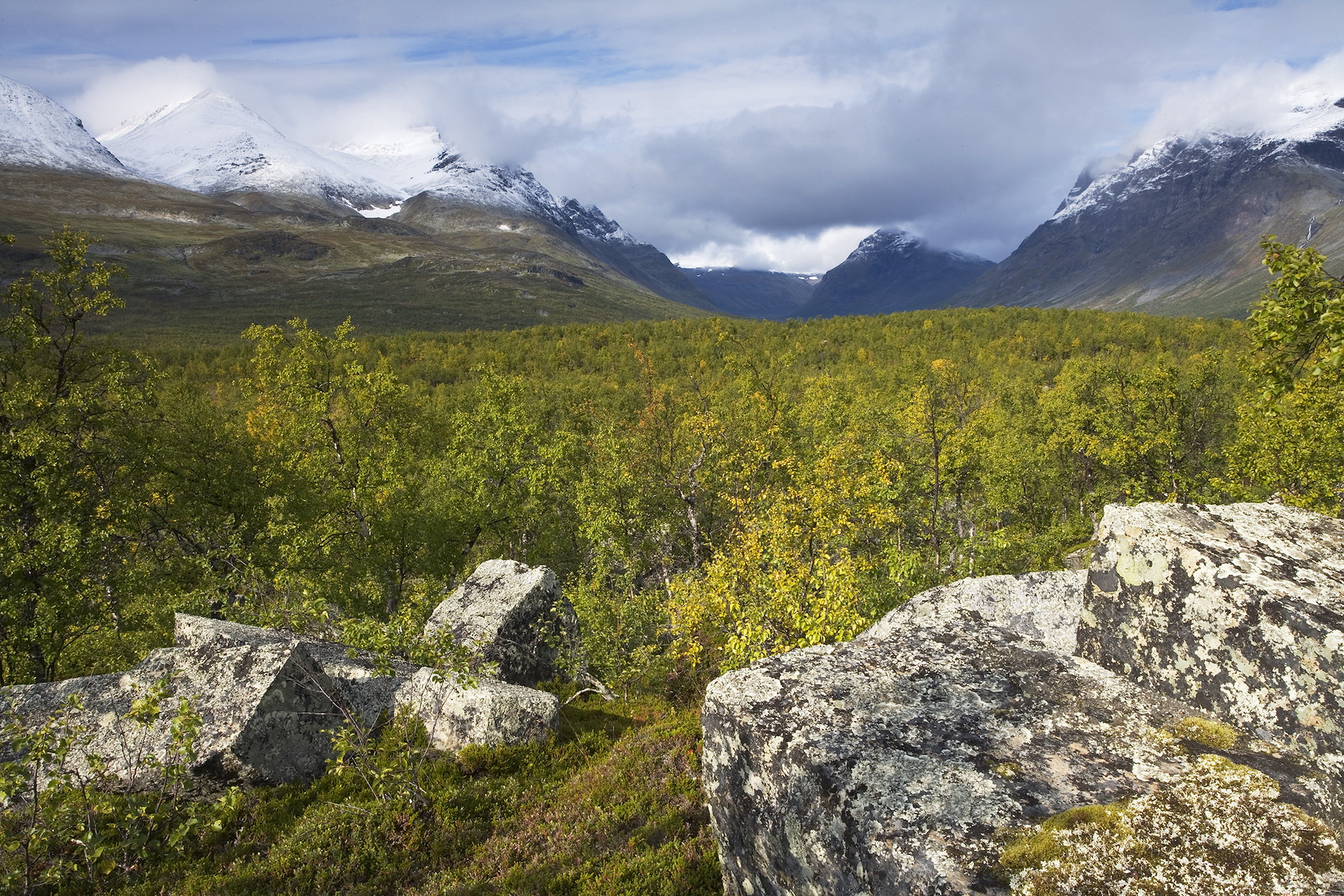 Glacial scree with Bielloriehppe mountain in background, Sarek National Park, Laponia World Heritage Site, Sweden